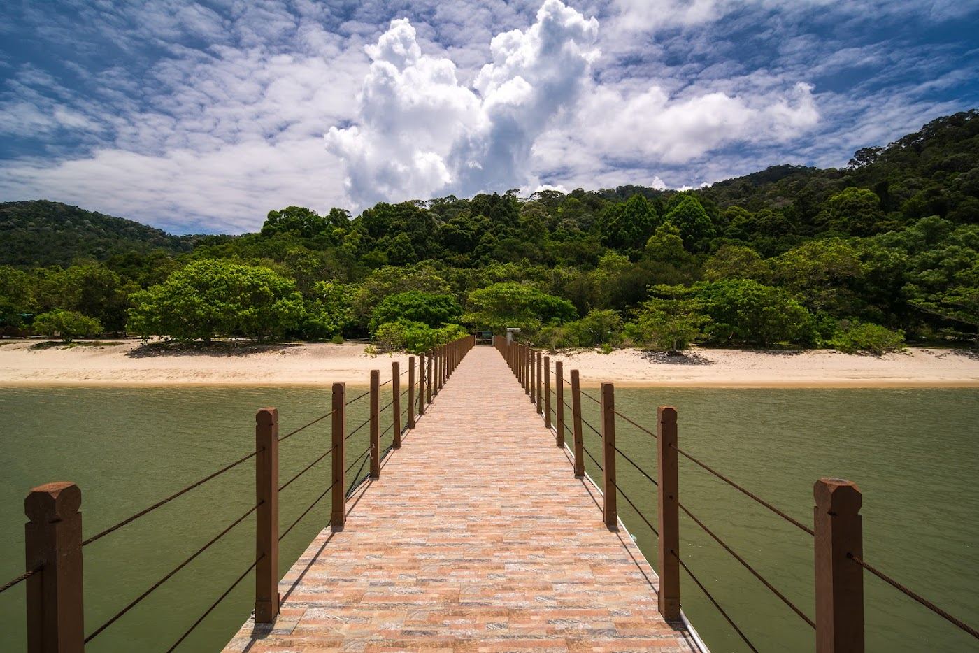 The white sand and forest at Kerachut Beach in Penang National Park