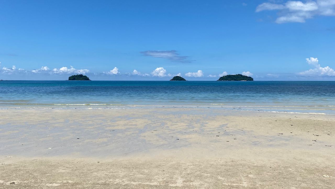 Sunset over the sea and offshore islands from Kai Bae Beach on the west coast of Koh Chang