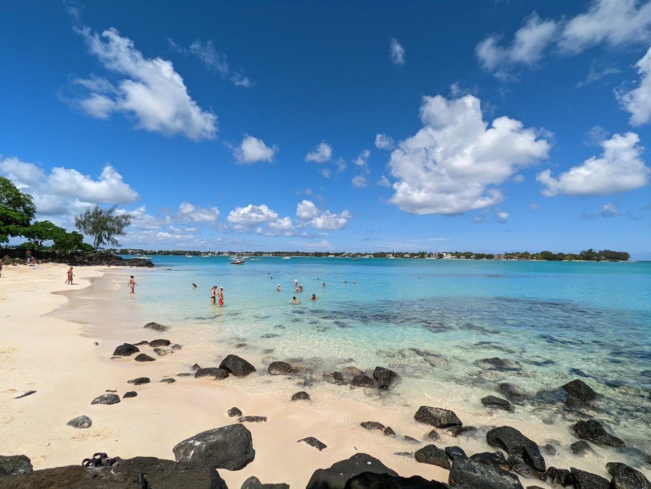 A second view of the sheltered cove and gentle lagoon at La Cuvette in Mauritius