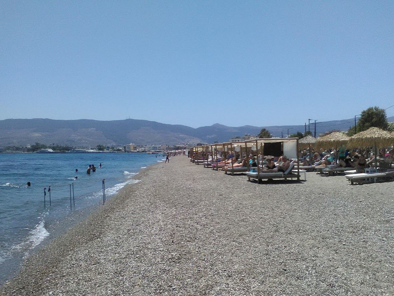 The long organised town strand of Lambi Beach on the north coast of Kos