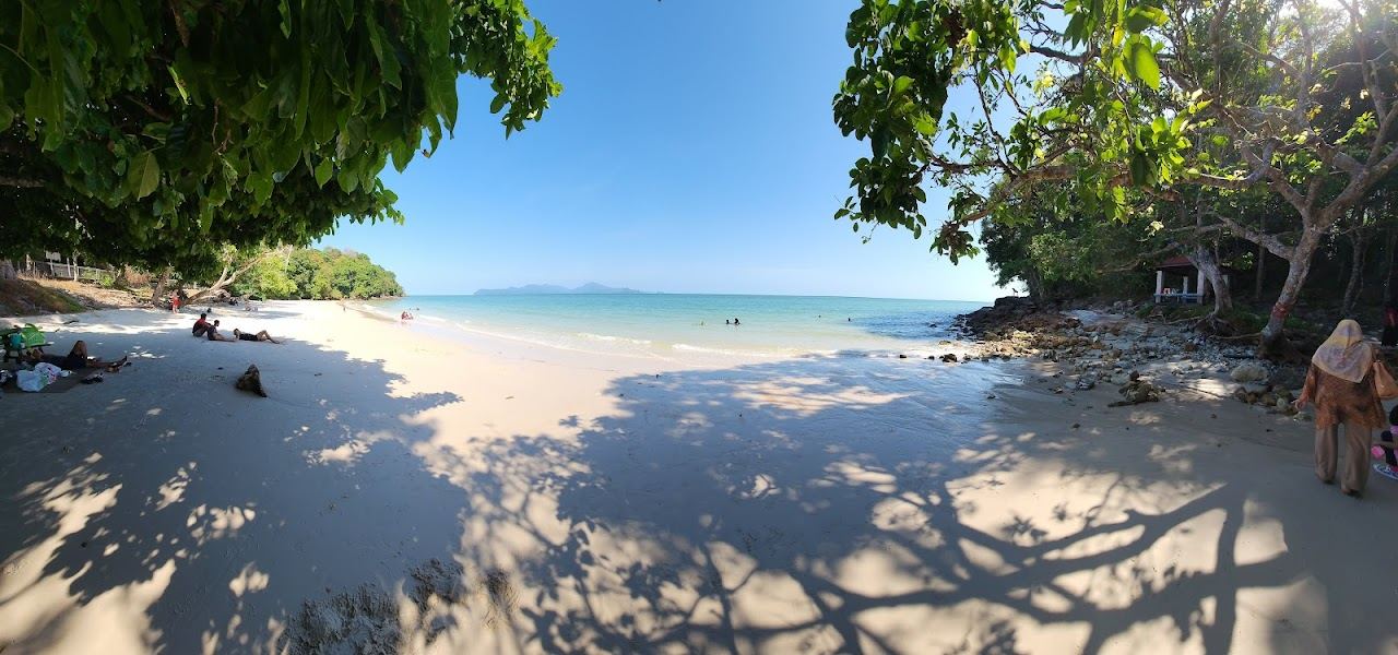 Quiet rainforest fringed shore on the secluded north coast of Langkawi