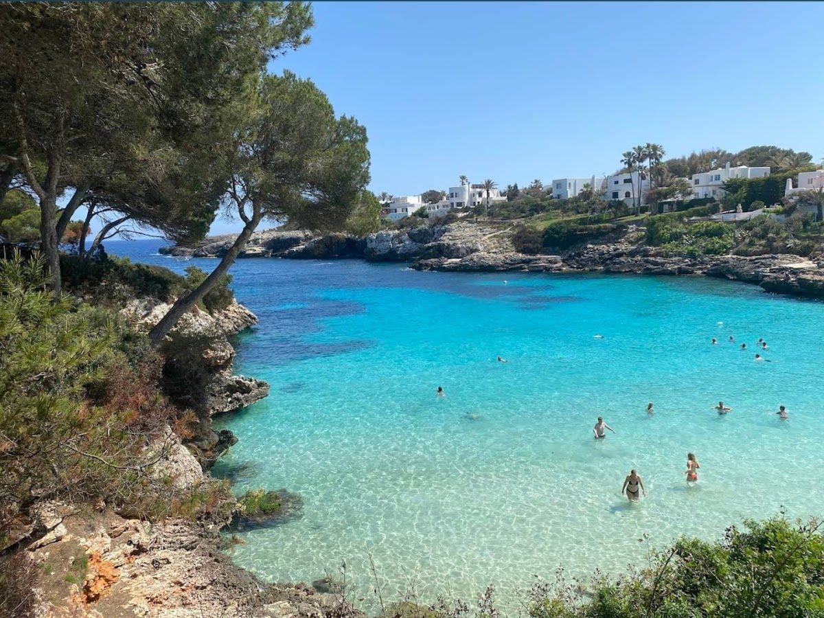 Sheltered turquoise cala on the coast of Mallorca