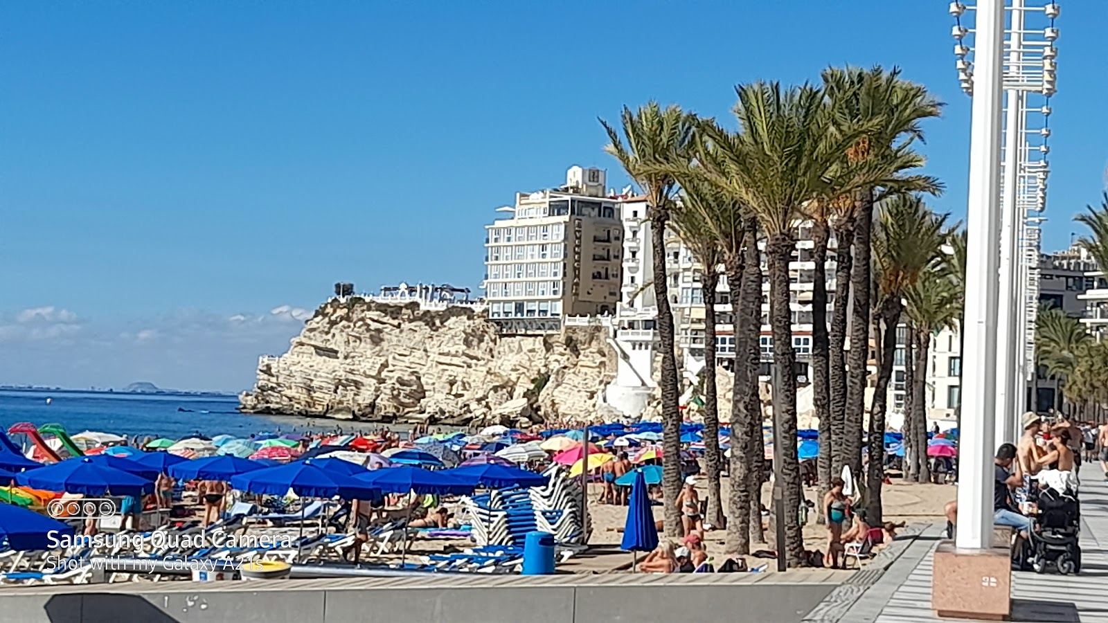 Playa de Levante, the long golden town beach in Benidorm on the Costa Blanca