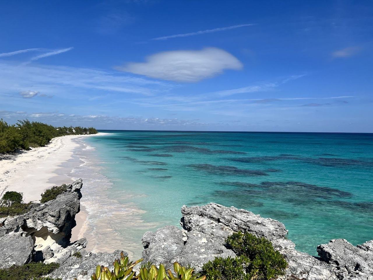 Lighthouse Beach pink sand cove and cliffs at the remote southern tip of Eleuthera