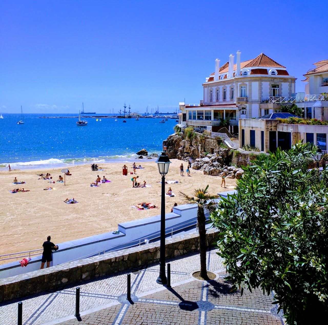 The sheltered town sand of Praia da Conceicao in Cascais