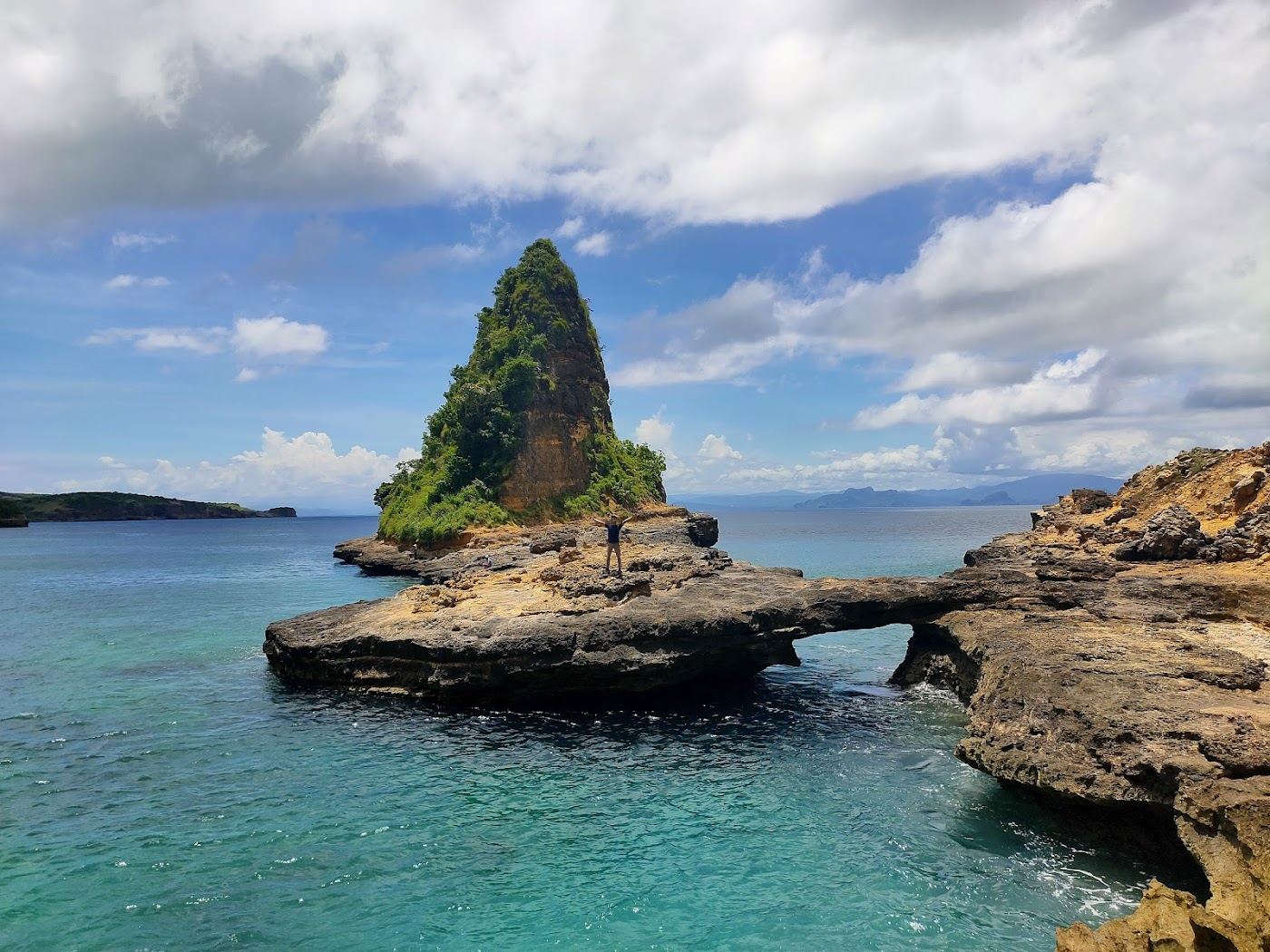 The cliffs and quiet sand at Tanjung Bloam on the southeast coast of Lombok