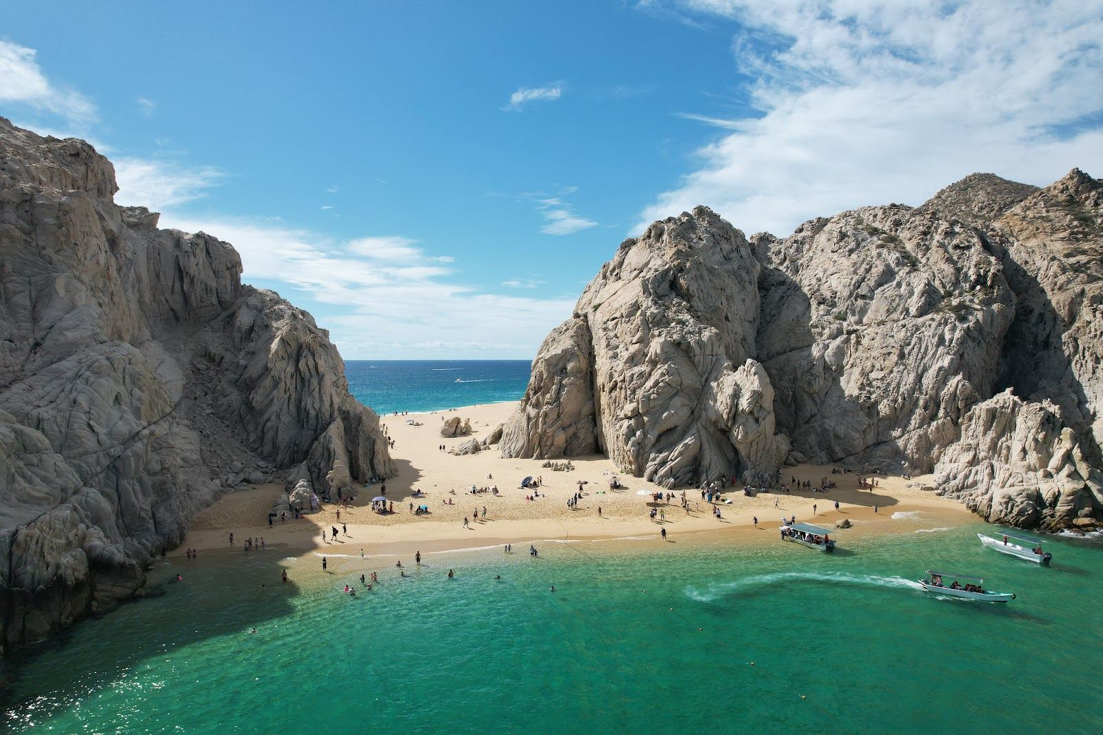 Lovers Beach and the rock arch at Land's End in Cabo San Lucas