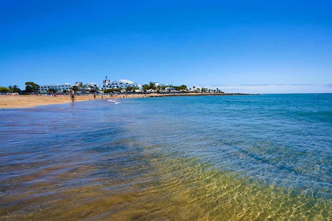 Long golden sand at Los Pocillos in Puerto del Carmen, Lanzarote