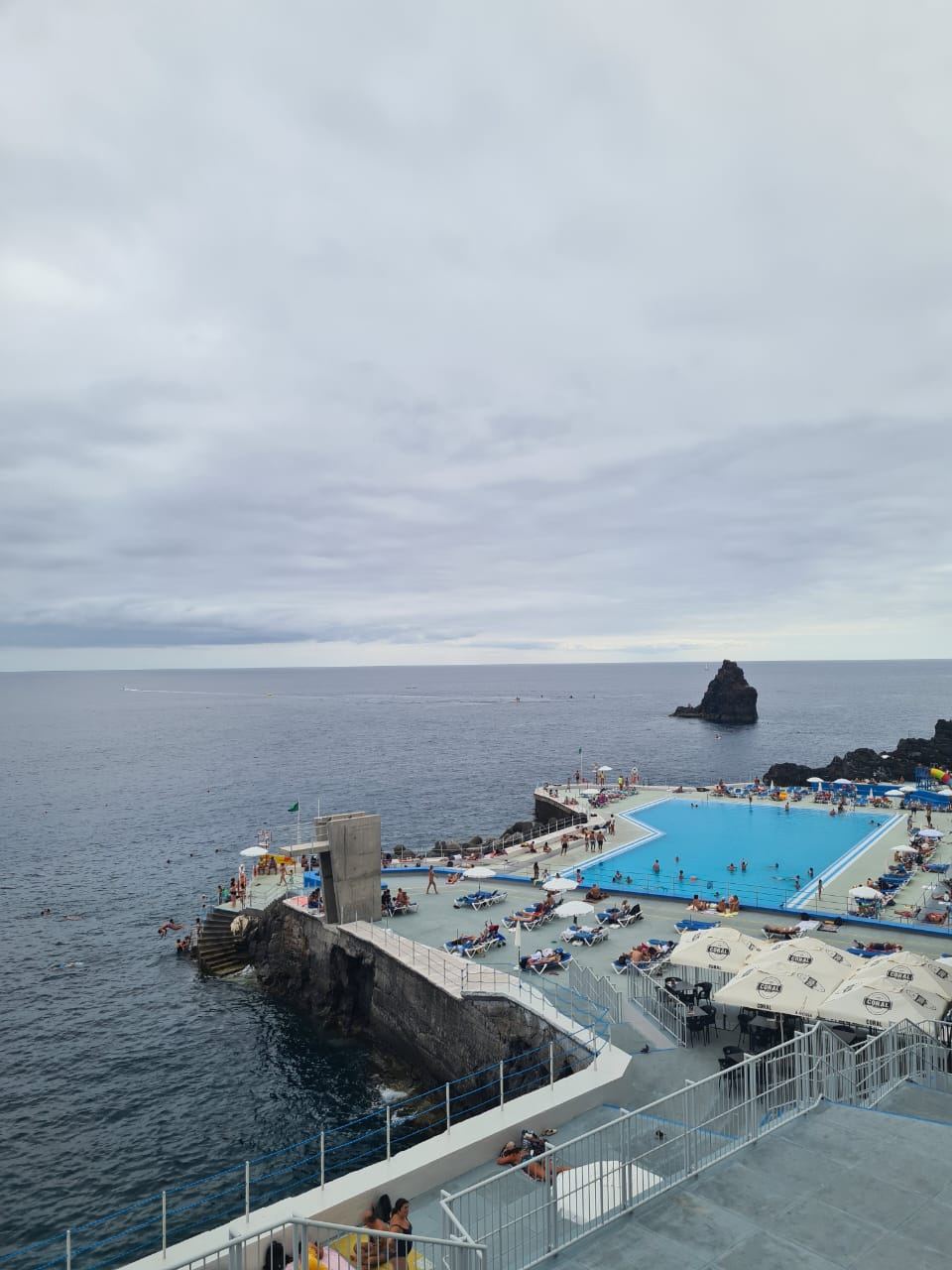 Seawater pools and ocean access at a Funchal lido complex on the Madeira coast
