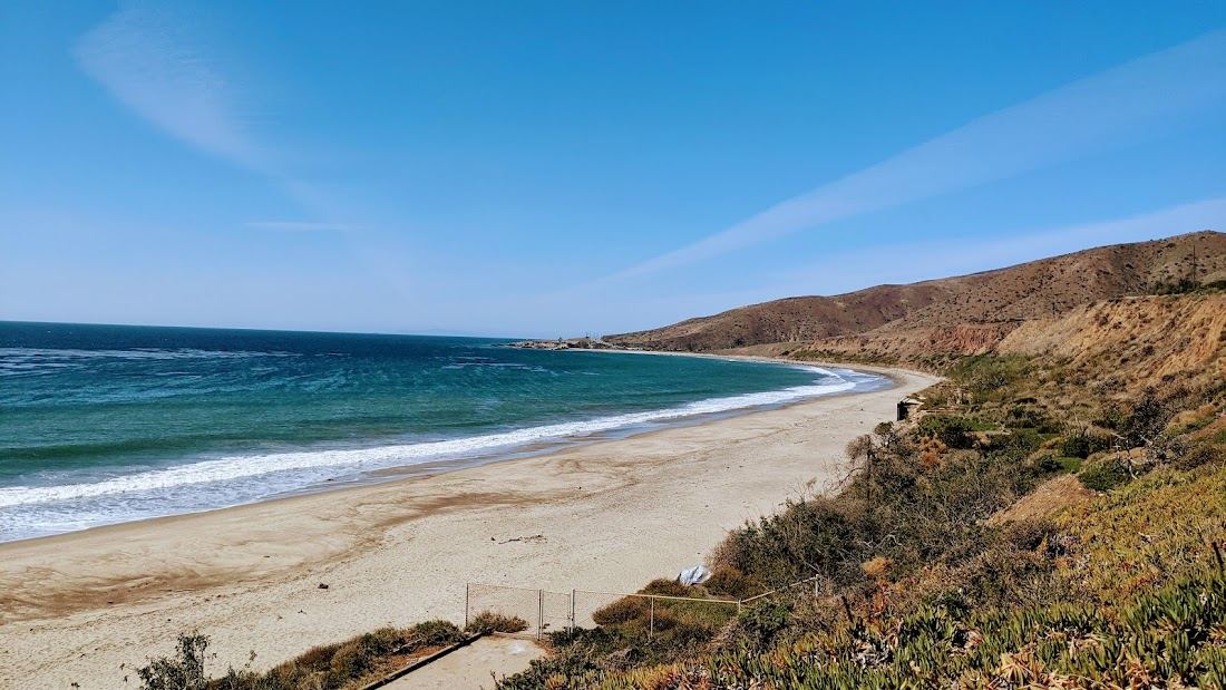 The bluff and surf point at Nicholas Canyon County Beach in Malibu