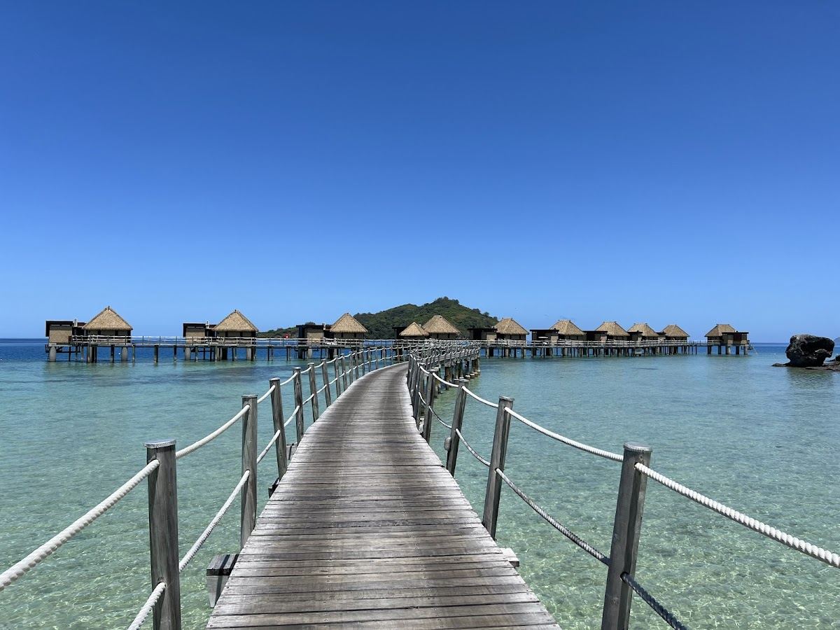 Calm lagoon and overwater style setting at Likuliku Lagoon on Malolo Island in Fiji