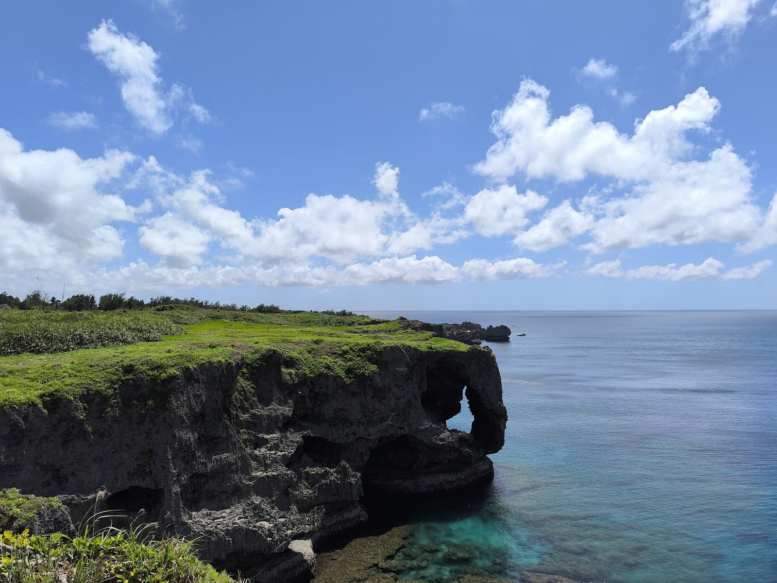 The cliffs and sea at Cape Manzamo along the coast from Manza Beach in Onna Okinawa