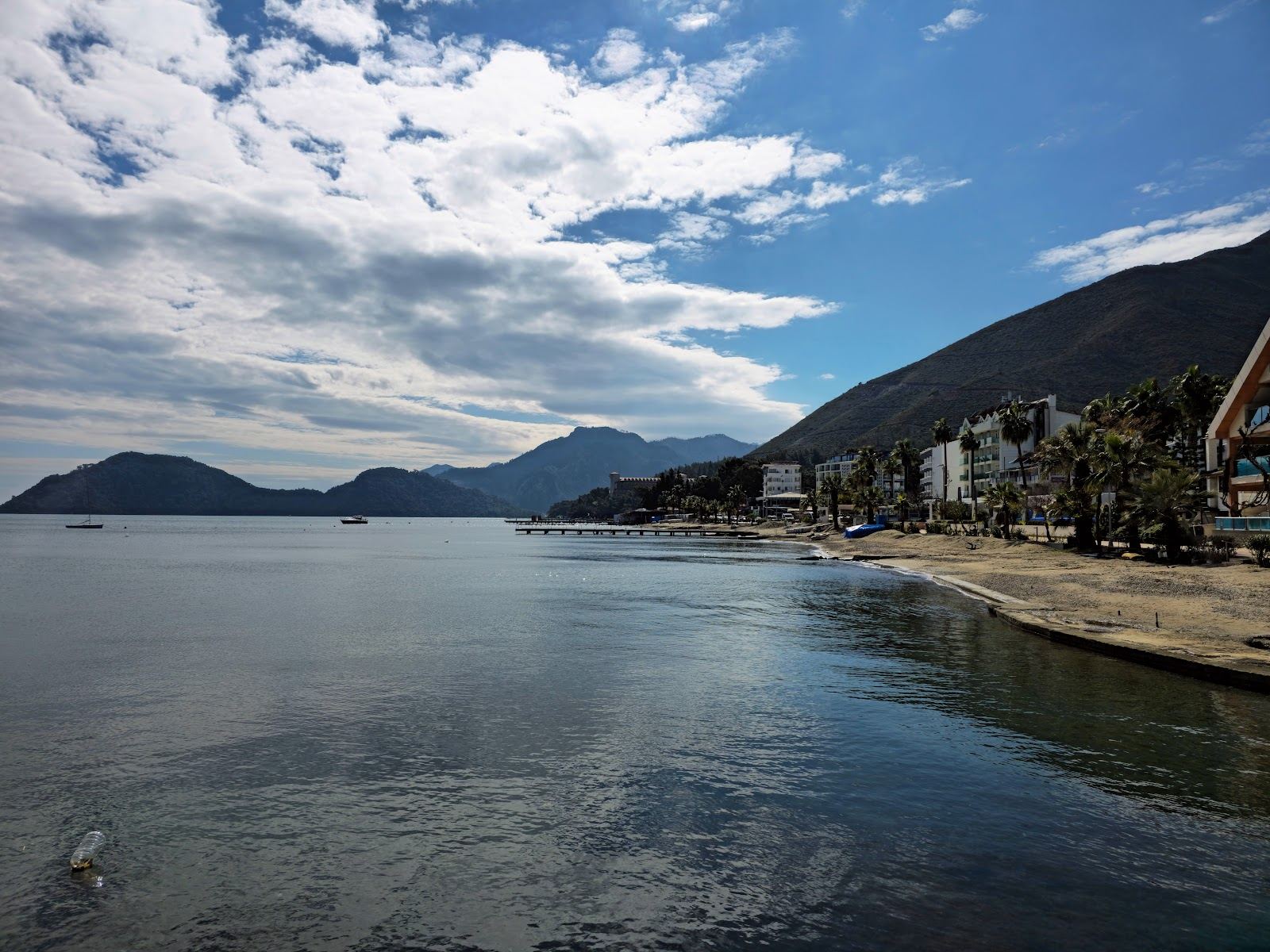 Long sandy resort strip along the Marmaris bay at Uzunyali