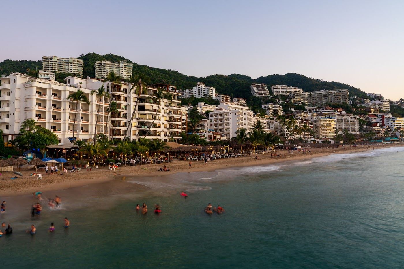 The sand and bay water at Playa Los Muertos in Puerto Vallarta