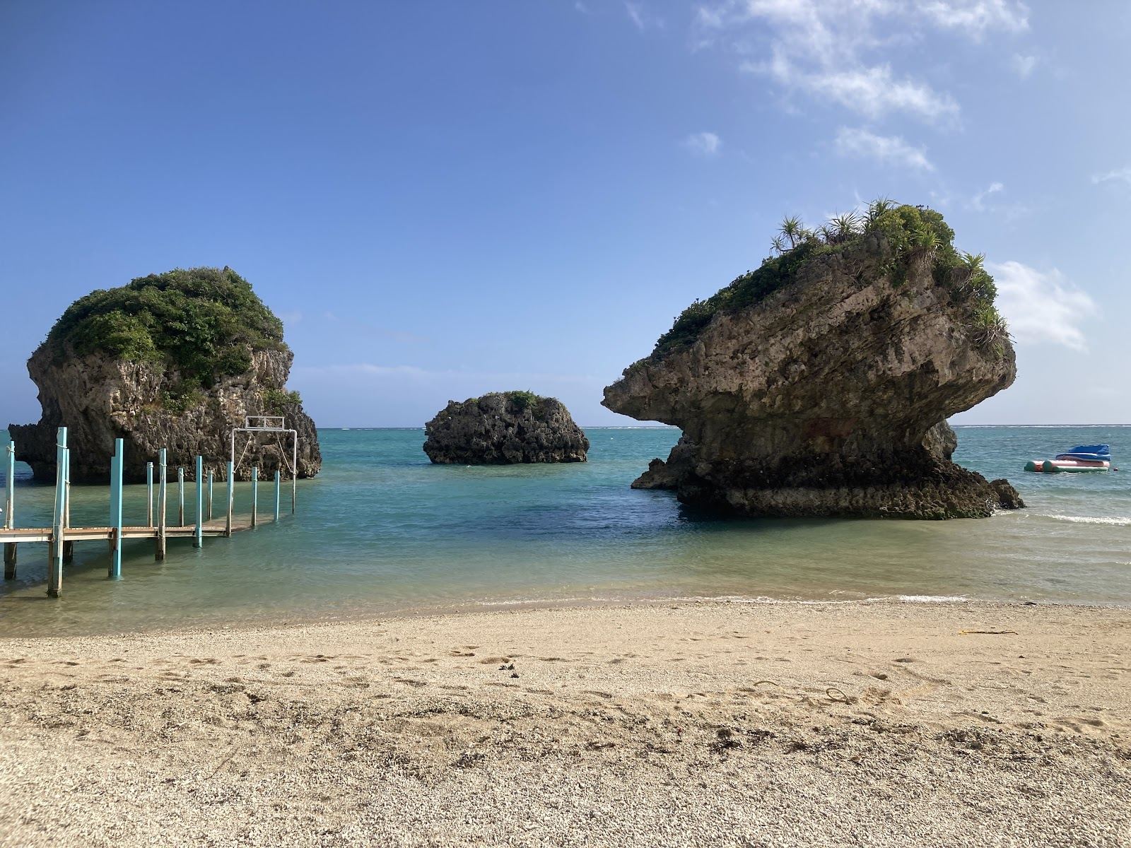 The natural sand and reef flat of Mibaru Beach in Nanjo, southern Okinawa