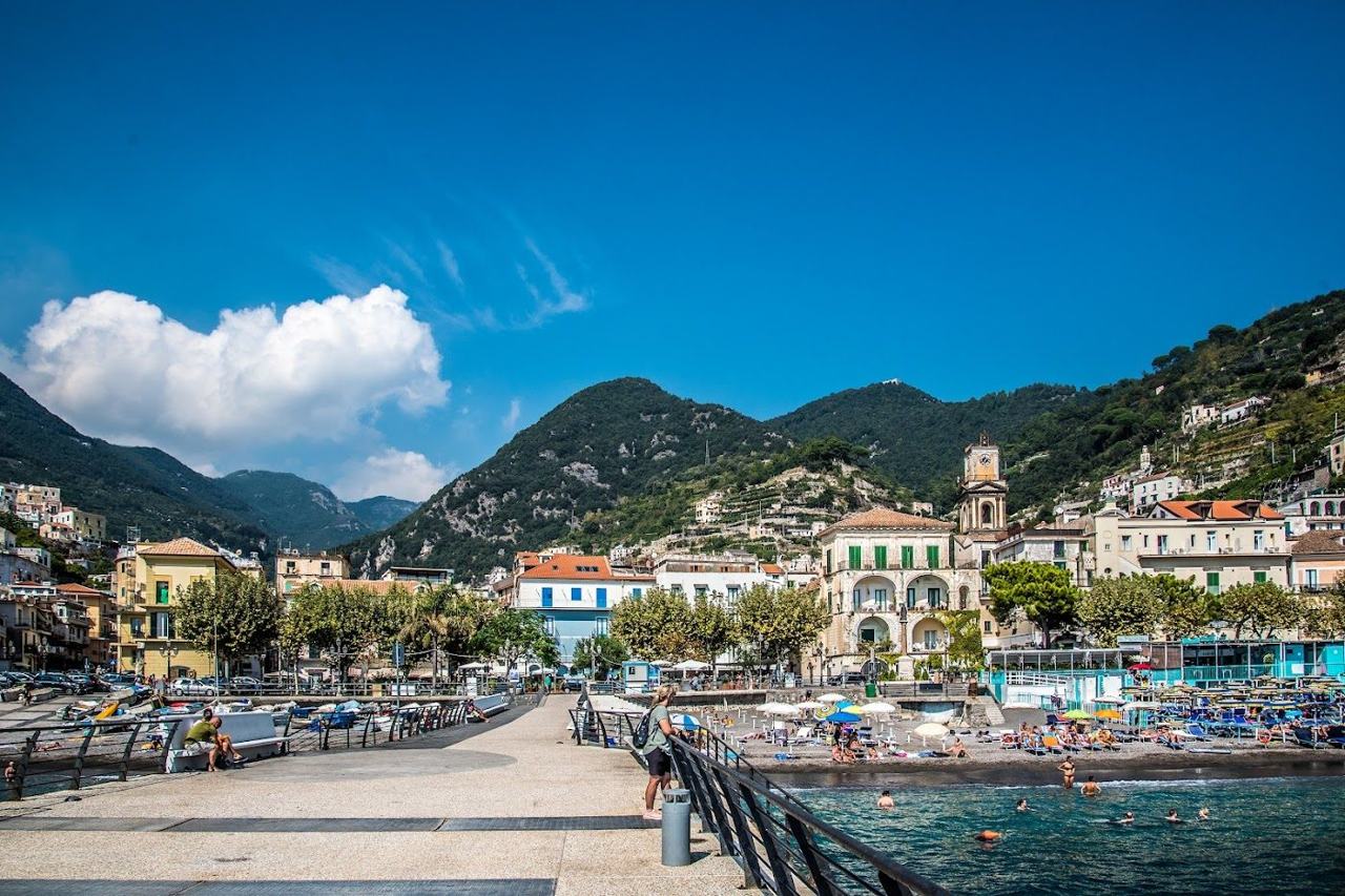 Minori beach and seafront promenade