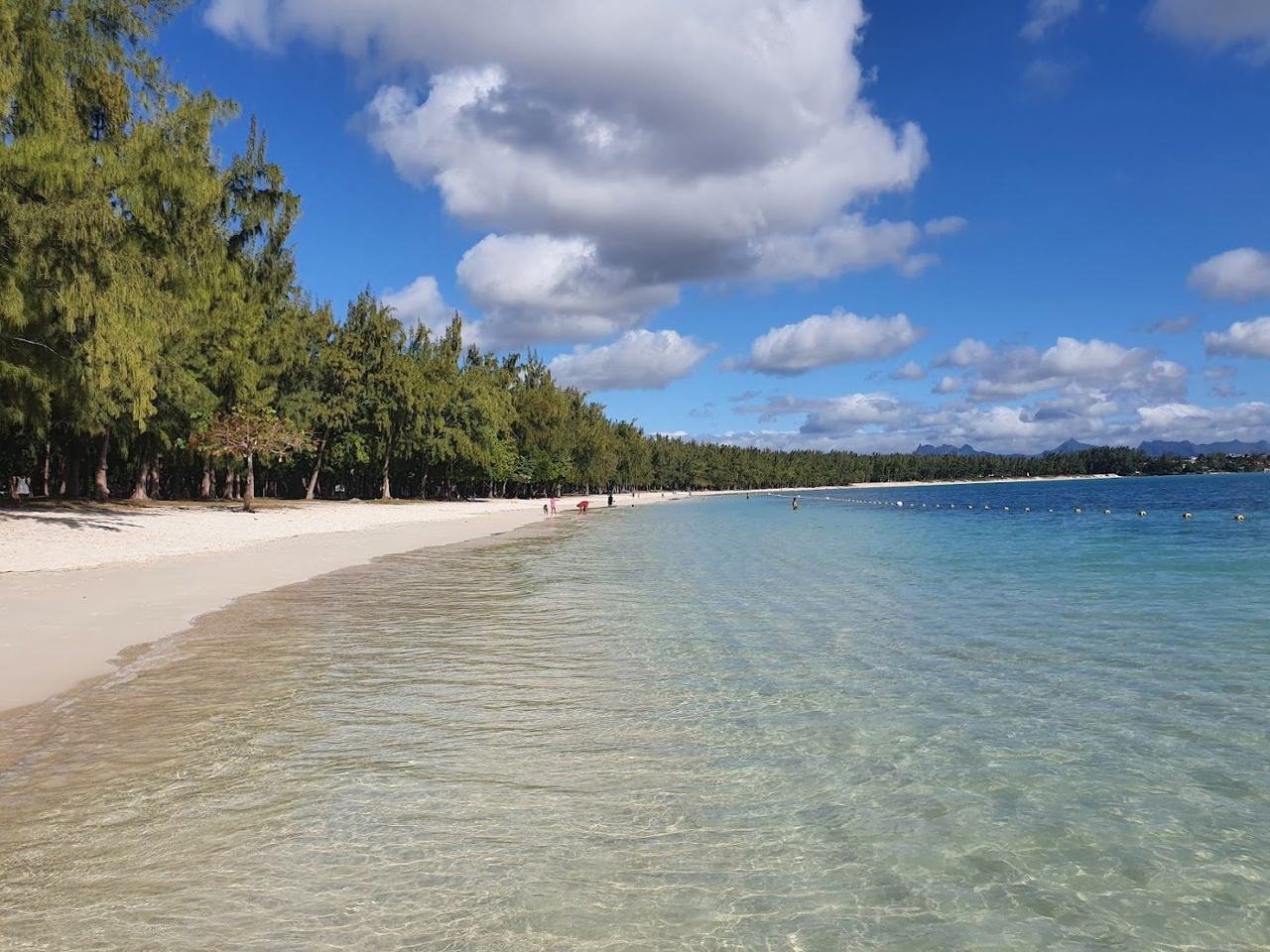 A second view of the wide bay and shallow lagoon at Mont Choisy in Mauritius