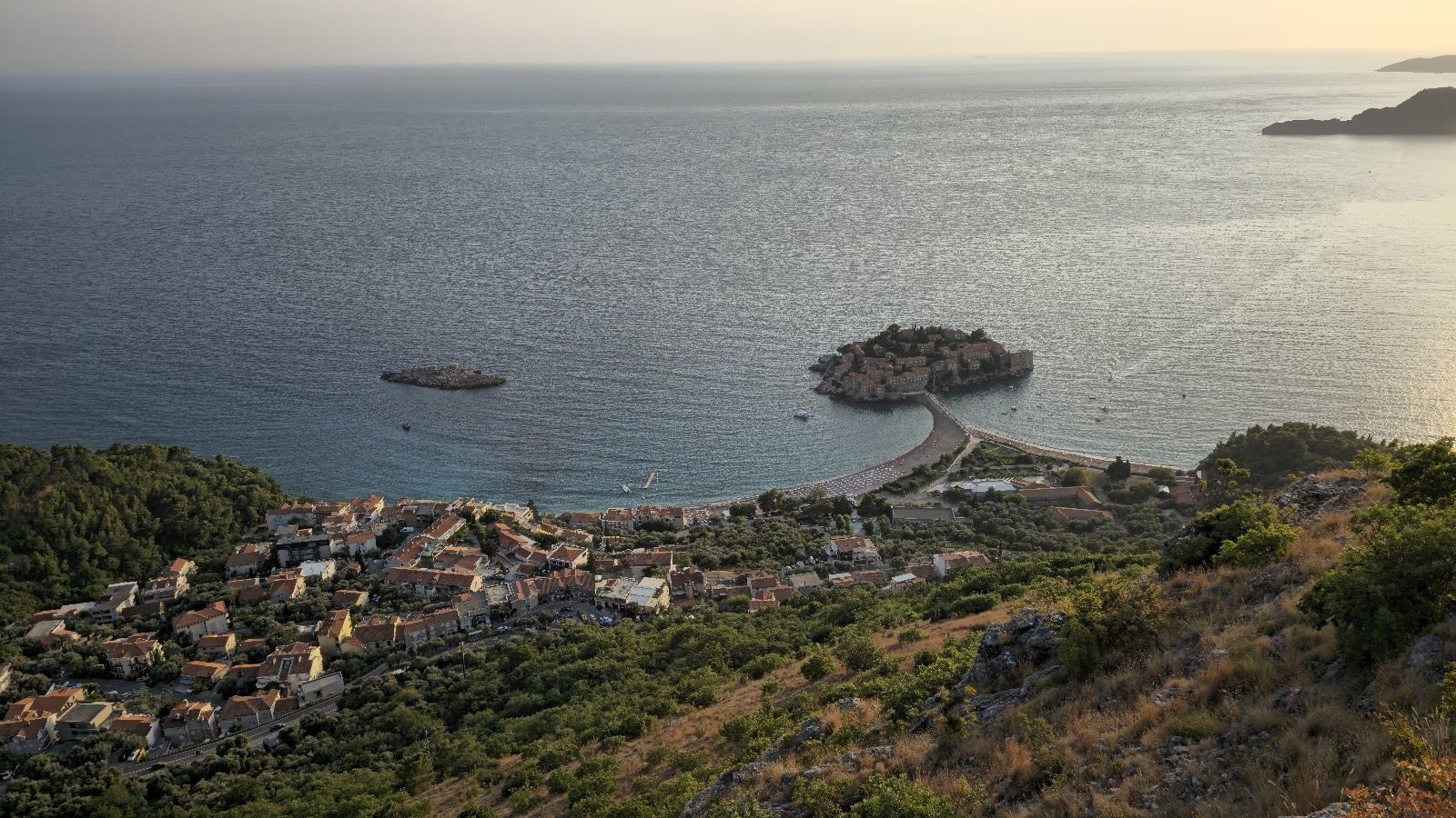 The fortified islet of Sveti Stefan on the Montenegro coast