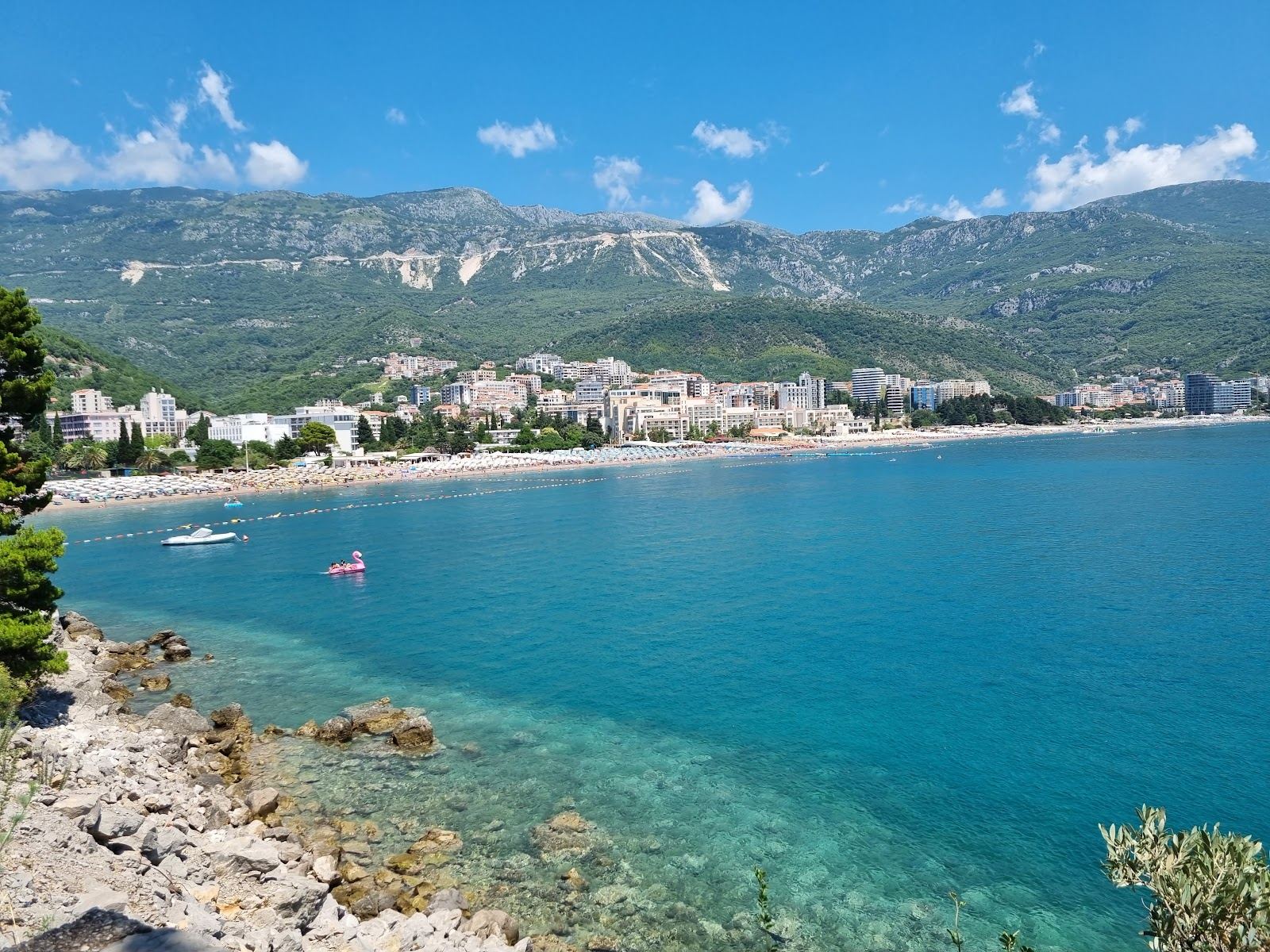 Becici long sandy beach beside Budva on the Montenegro coast