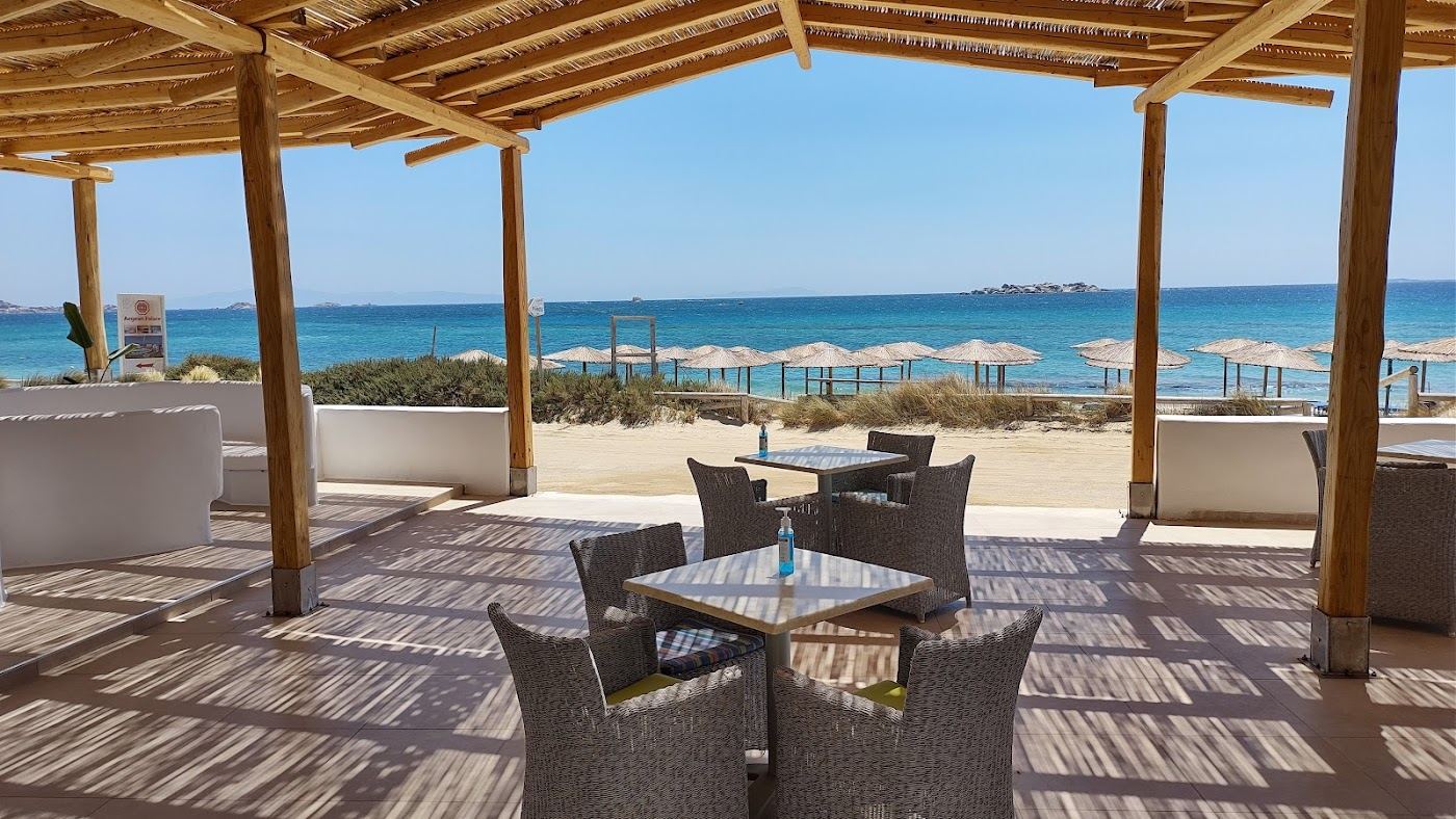 Beach club daybeds in Naxos and Paros