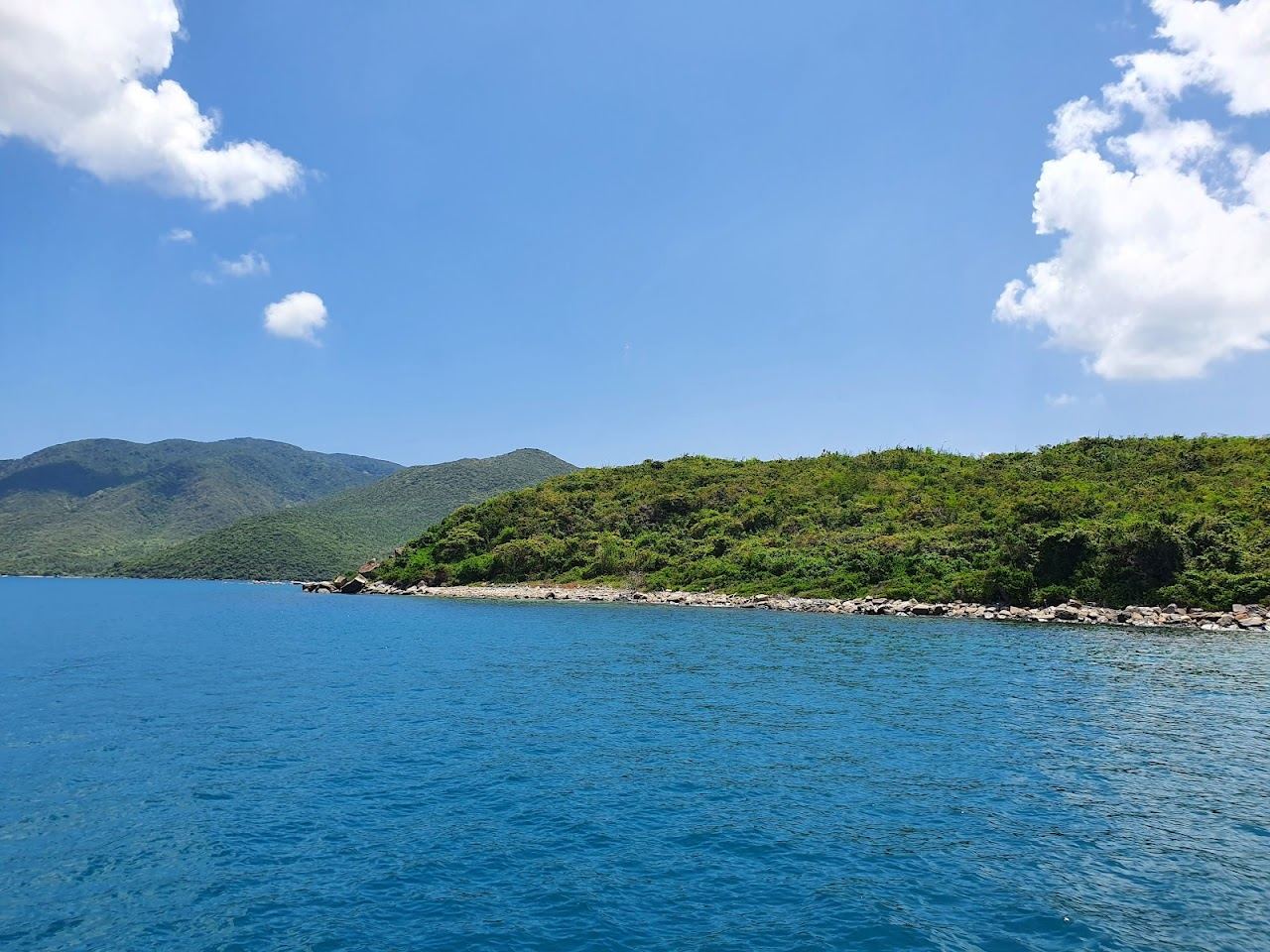 The Hon Chong promontory at the north of Nha Trang with the bay and mountains under soft evening light