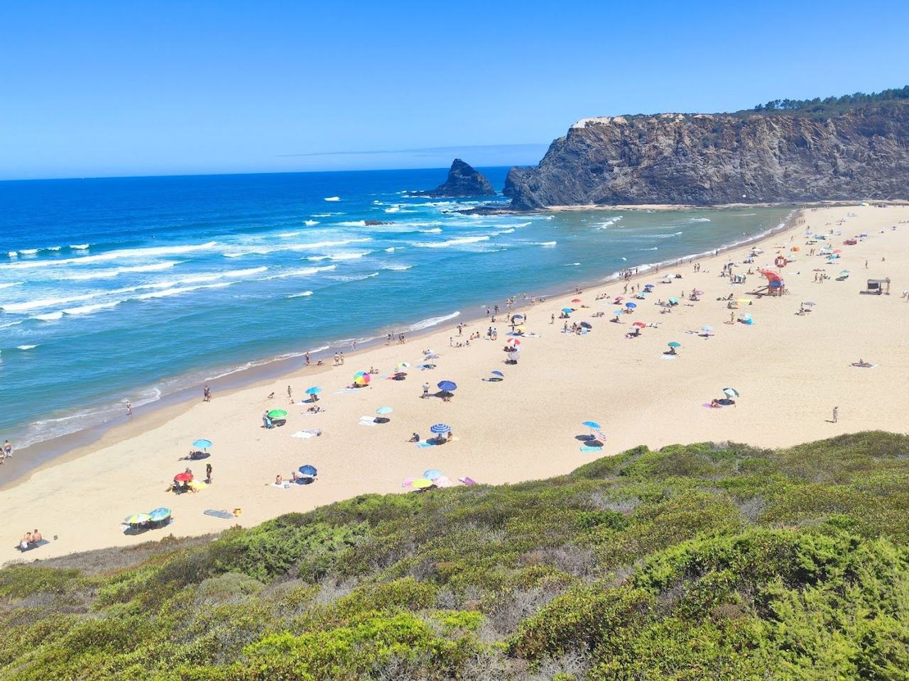 Praia de Odeceixe sand where the river meets the Atlantic near Aljezur