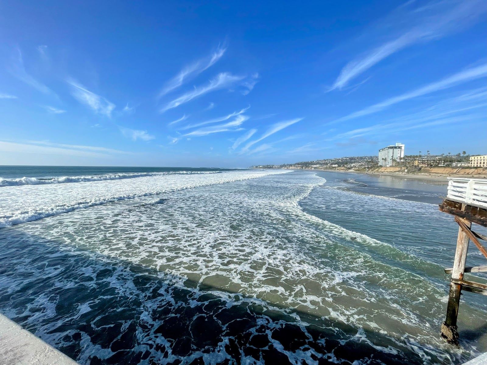 Pacific Beach San Diego pier and sand at golden hour