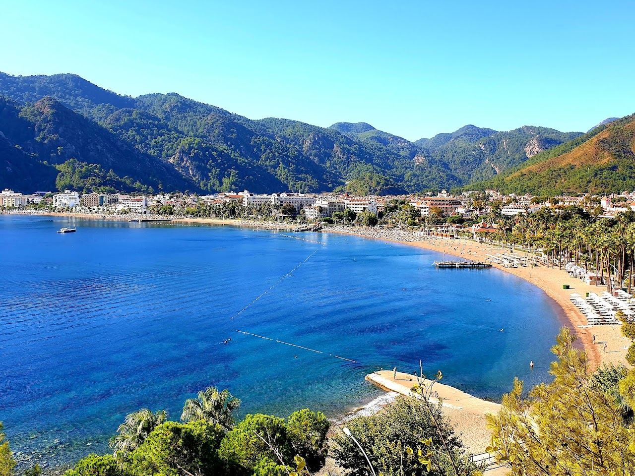 Calm water and mountains around Icmeler bay near Marmaris