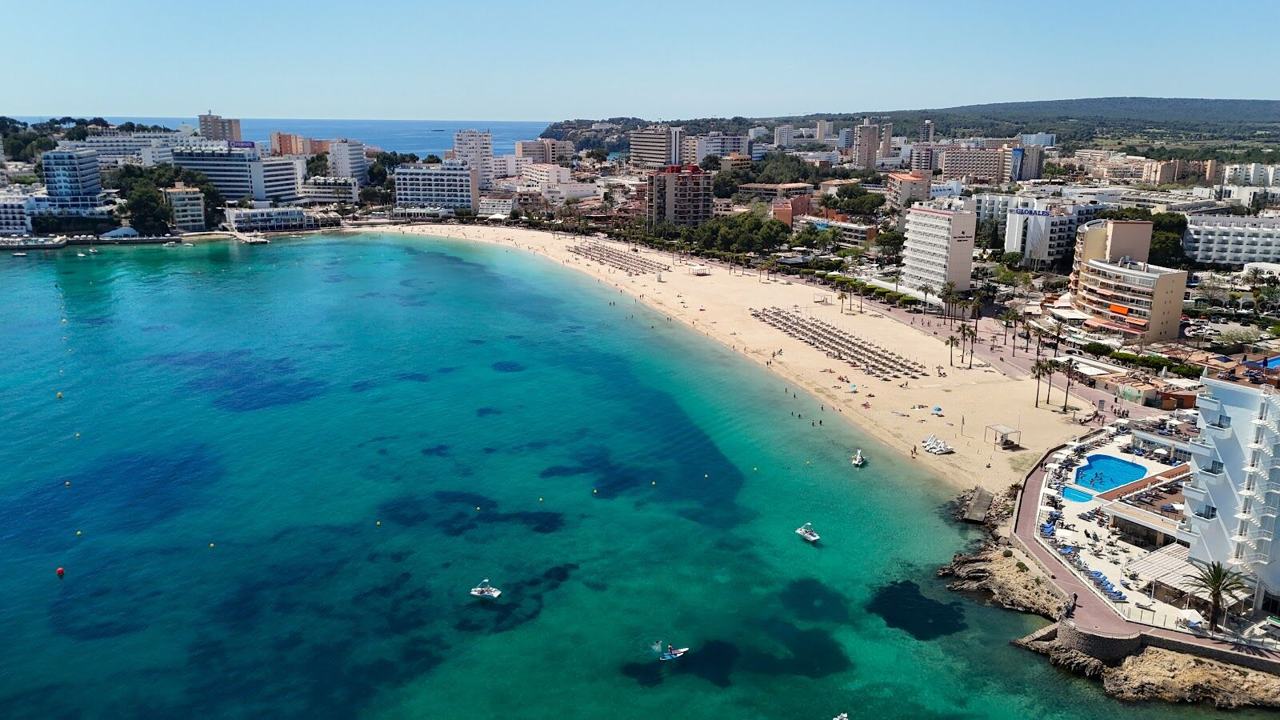 Palmanova Beach, Mallorca, seen along the bay