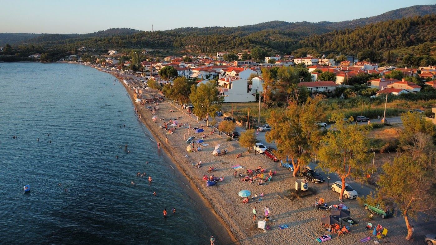 Clear shallow water and shoreline at Paradisos beach in Neos Marmaras on Sithonia in Halkidiki