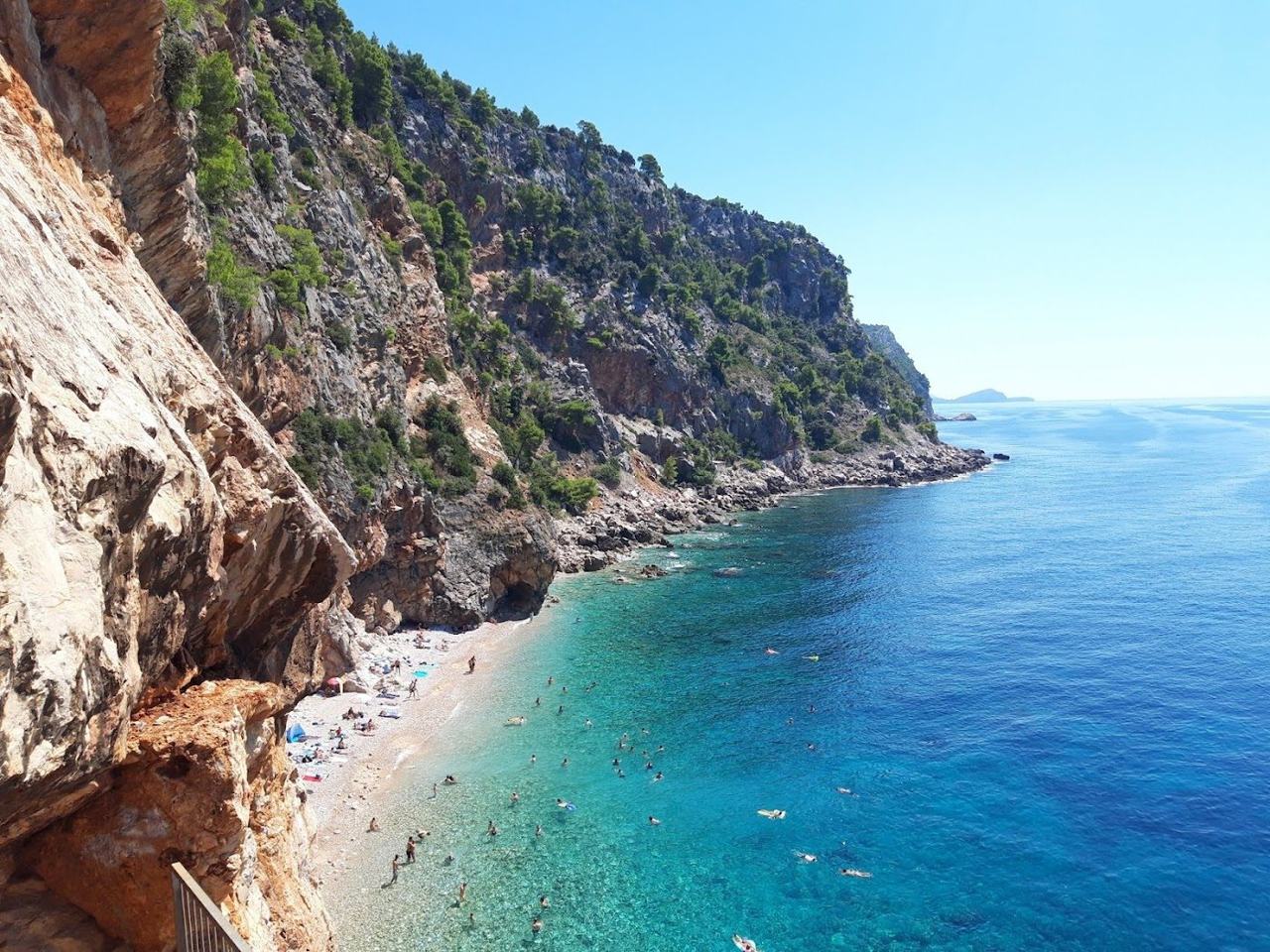 Cliff backed pebble cove of Pasjaca beach in Konavle