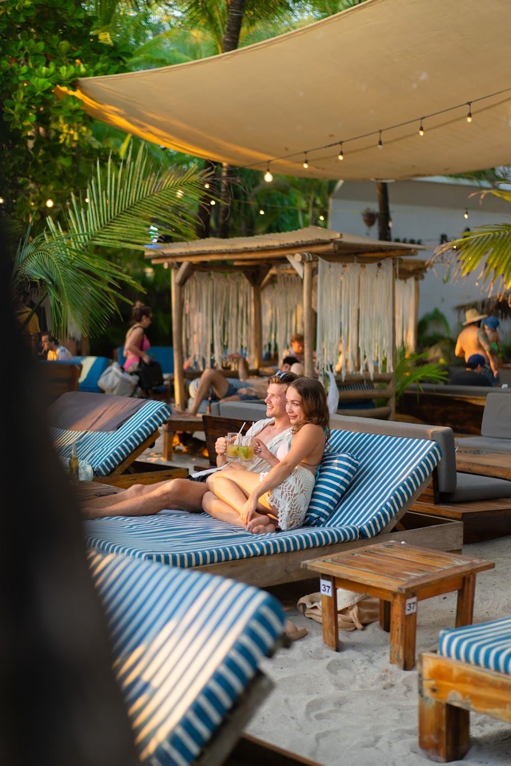 Beach bar and palms on the sand at Banana Beach in Santa Teresa Costa Rica
