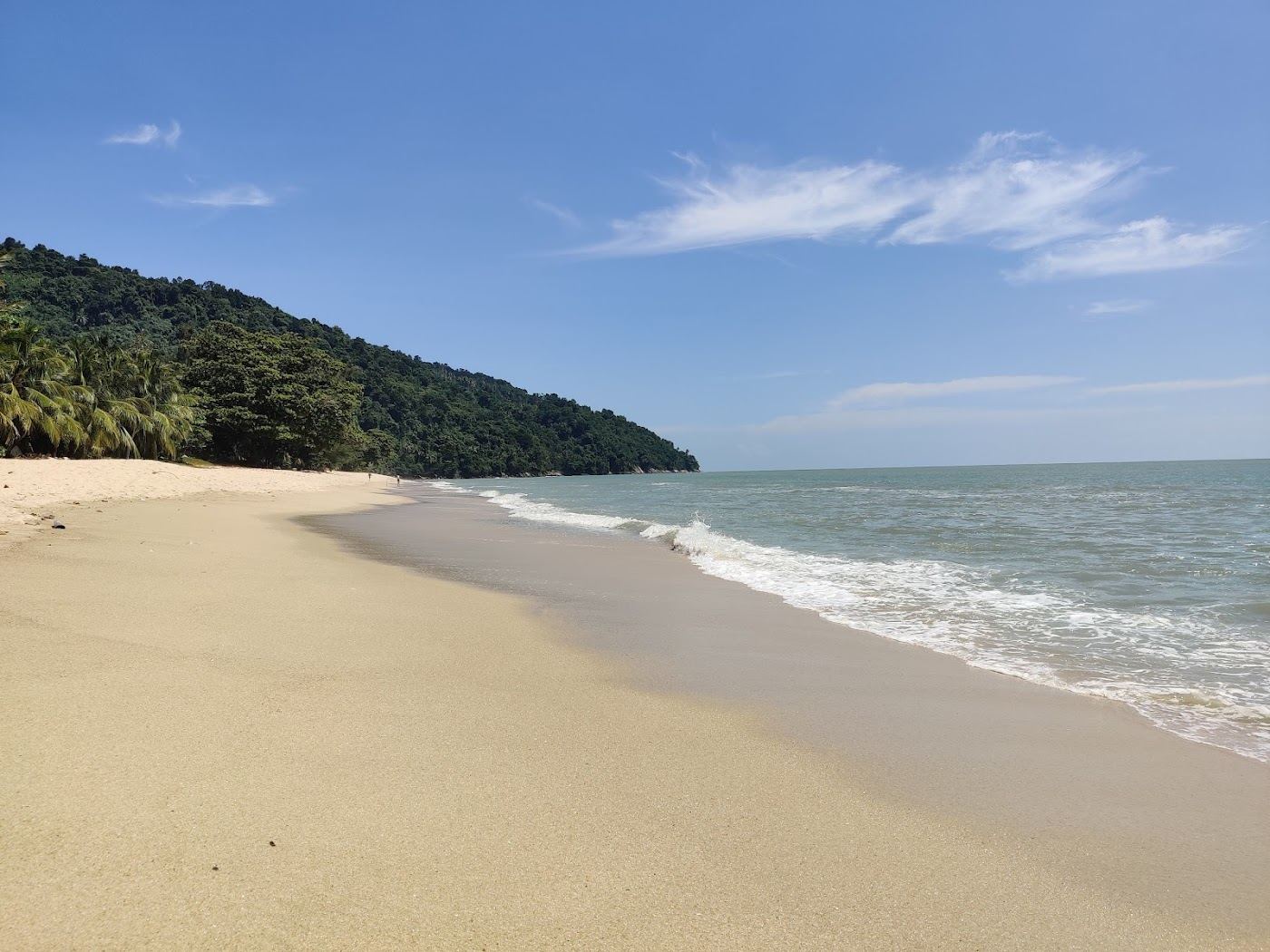 The quiet rural sand and open sea at Pasir Panjang on the southwest of Penang at golden hour