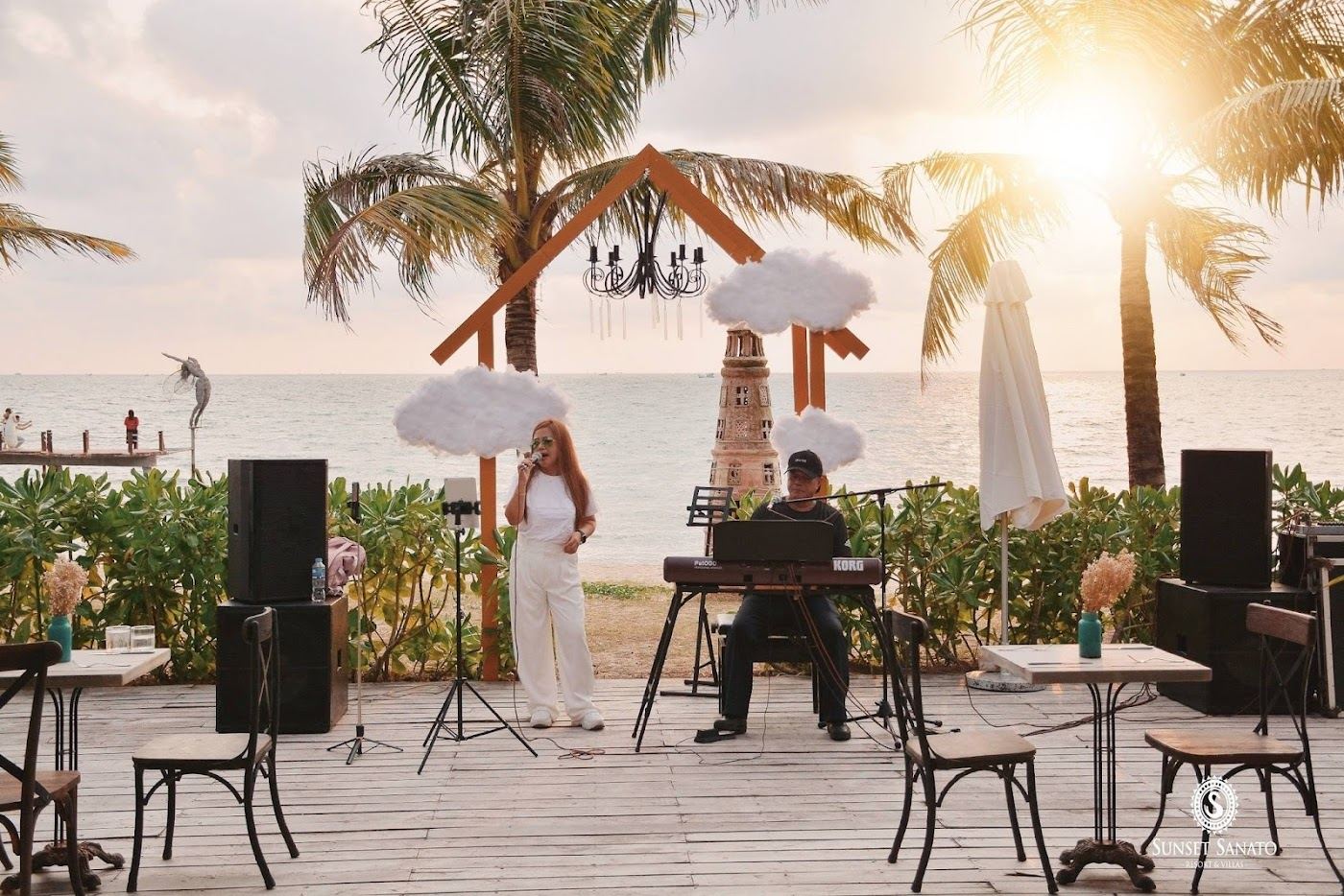 Sunset over the sand at Sunset Sanato Beach Club on Long Beach in Phu Quoc