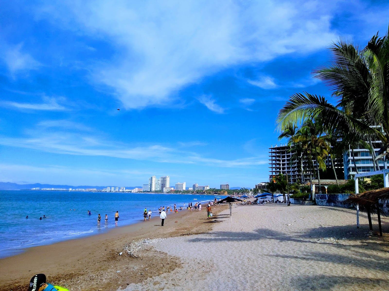 Golden sand and gentle water at Playa Camarones at the north end of the Puerto Vallarta Malecon