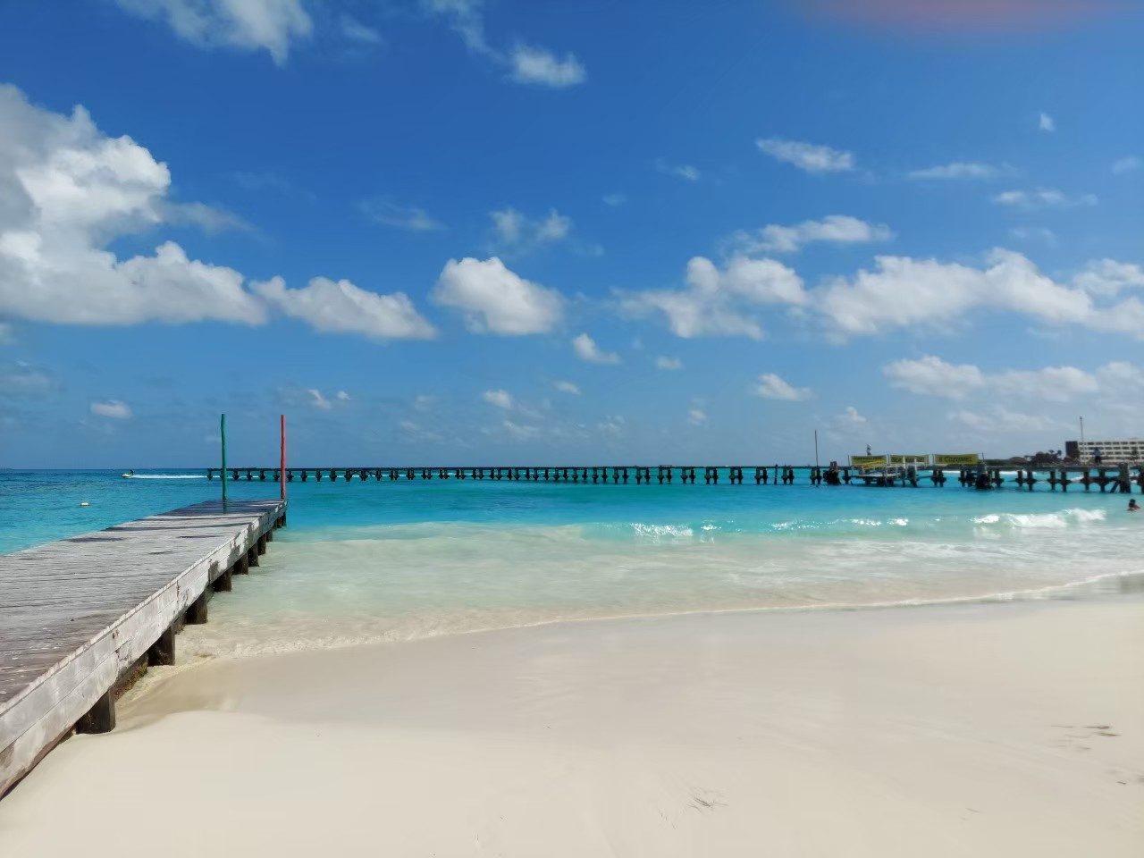 Sheltered swimming water at Playa Caracol in the north of the Cancun hotel zone