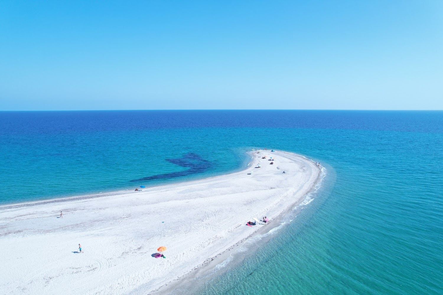 Long sandy cape and shallow water at Possidi on Kassandra in Halkidiki