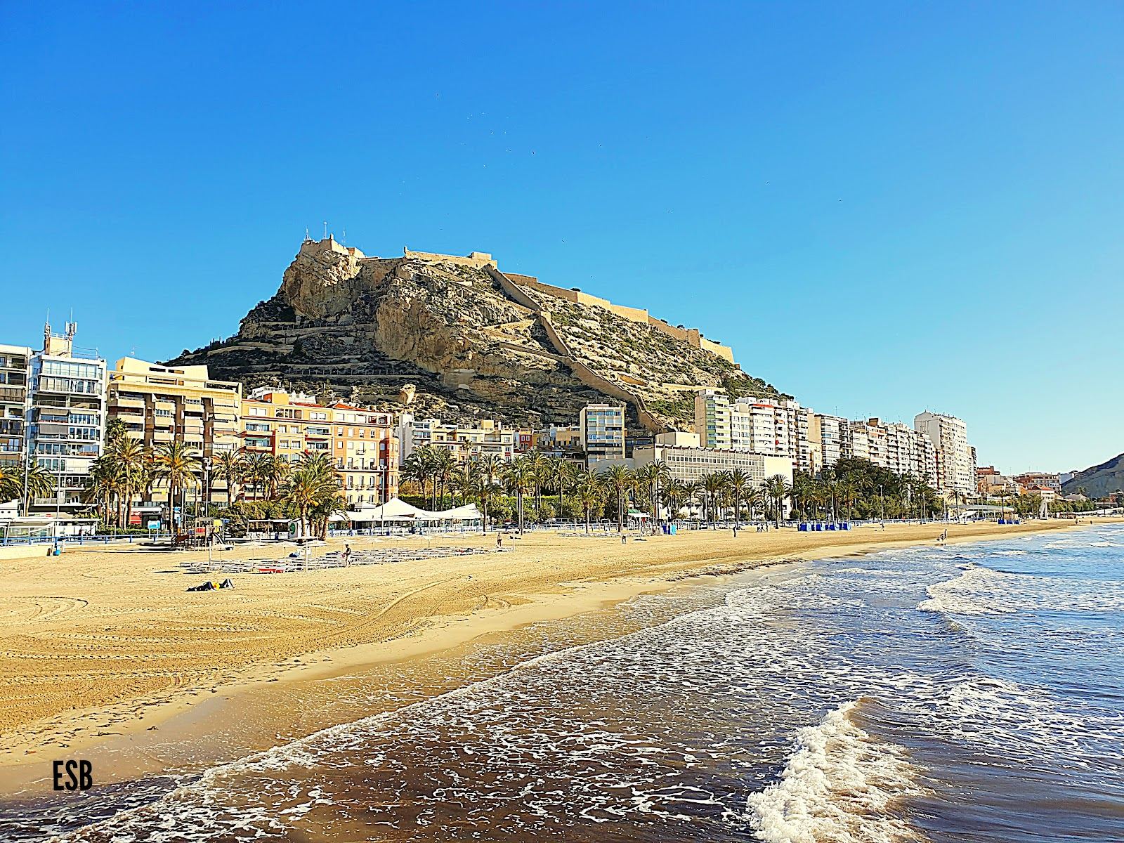 Playa del Postiguet, the city beach below the castle in Alicante