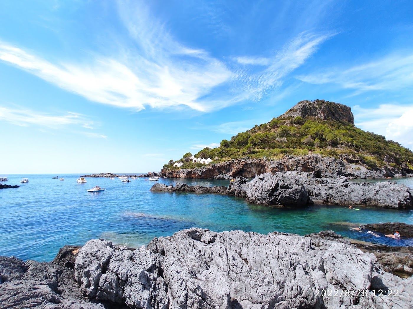 Isola di Dino seen across the water from Praia a Mare in northern Calabria