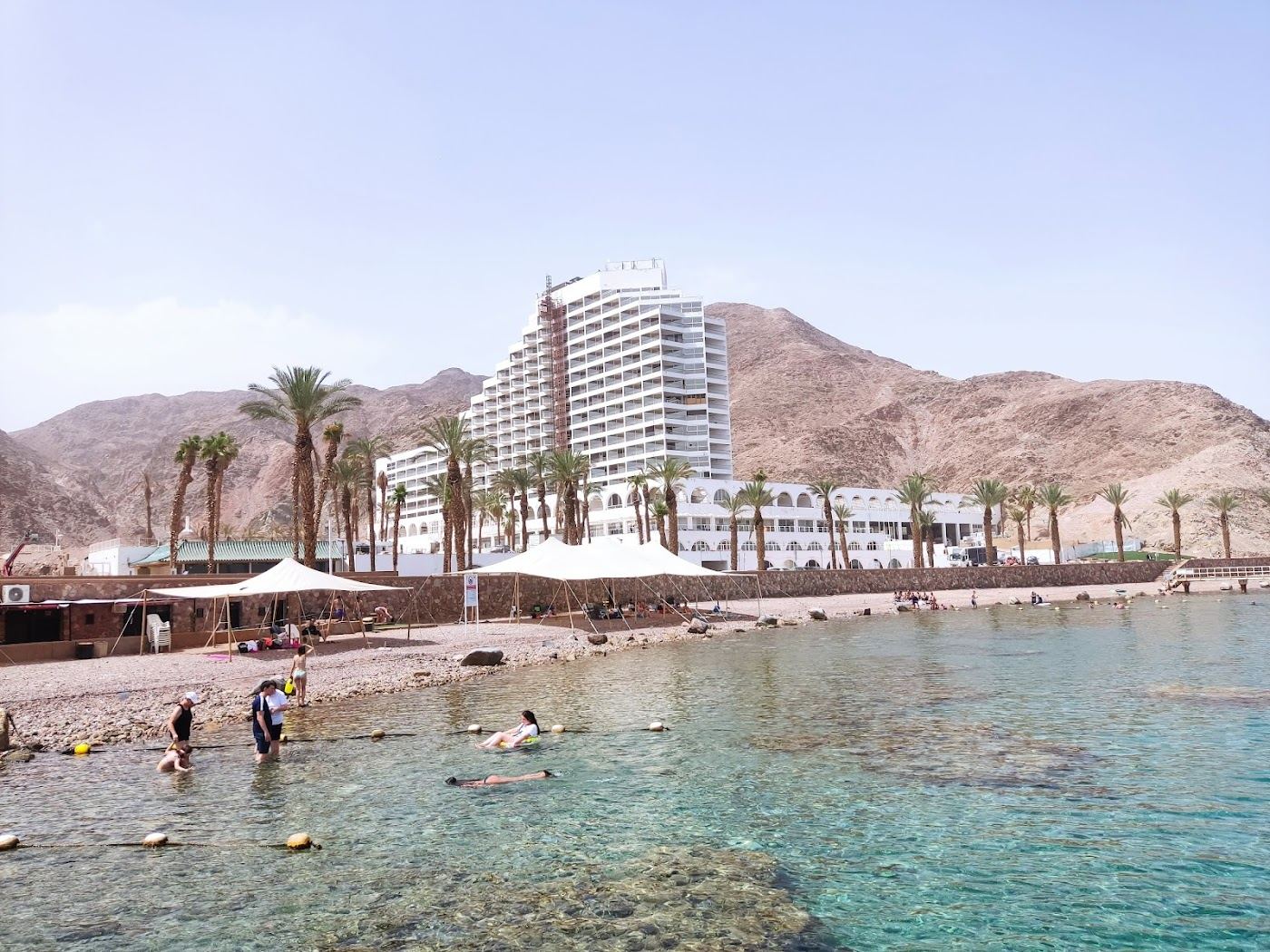 Iron walkways out over the reef at Princess Beach in southern Eilat