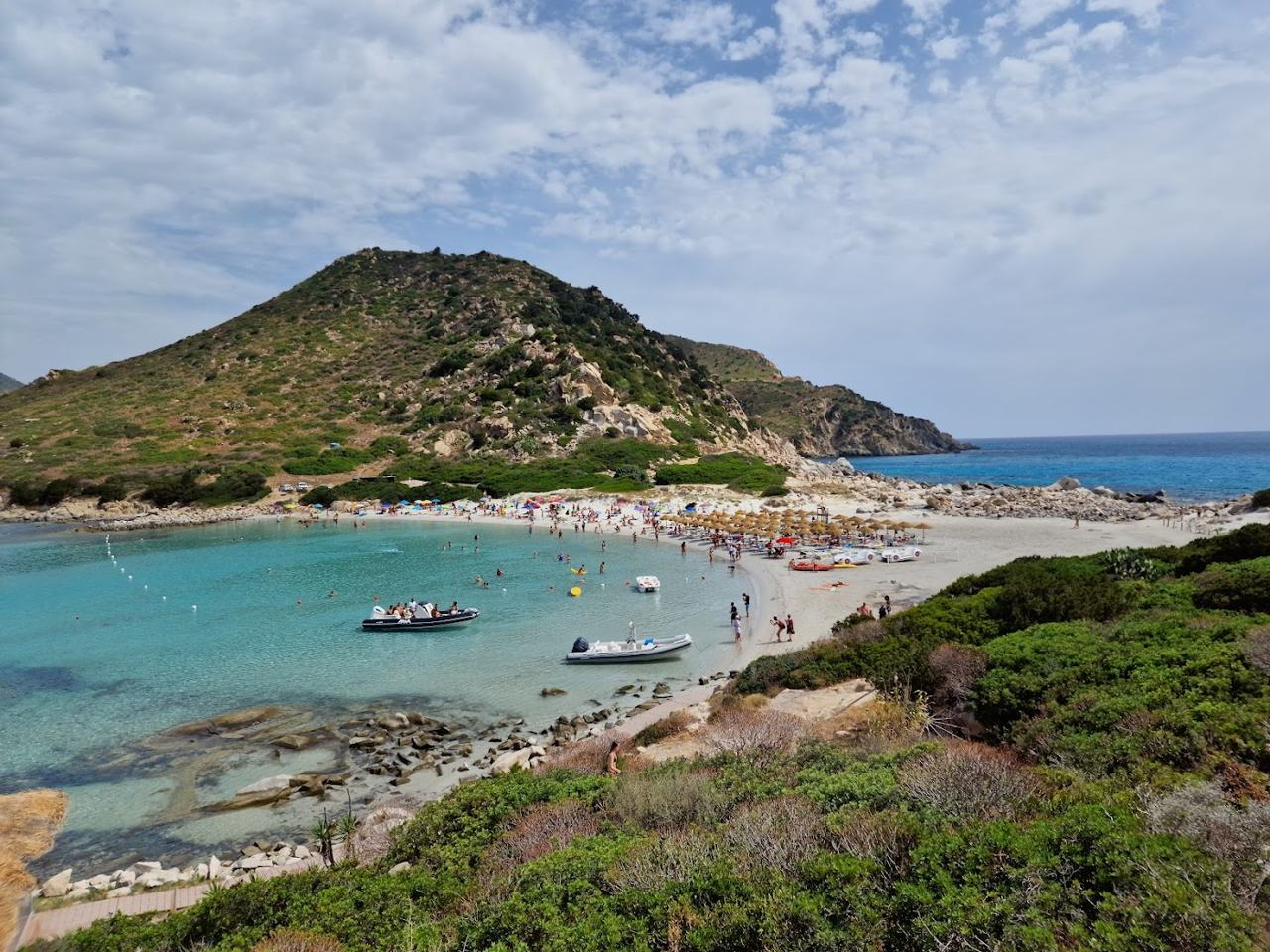 Punta Molentis cove and granite spit near Villasimius Sardinia Italy
