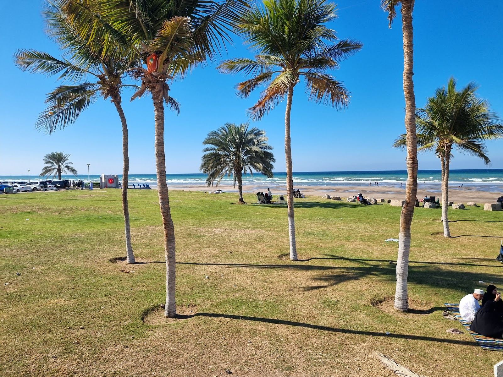 Long calm city beach at Qurum in Muscat, Oman