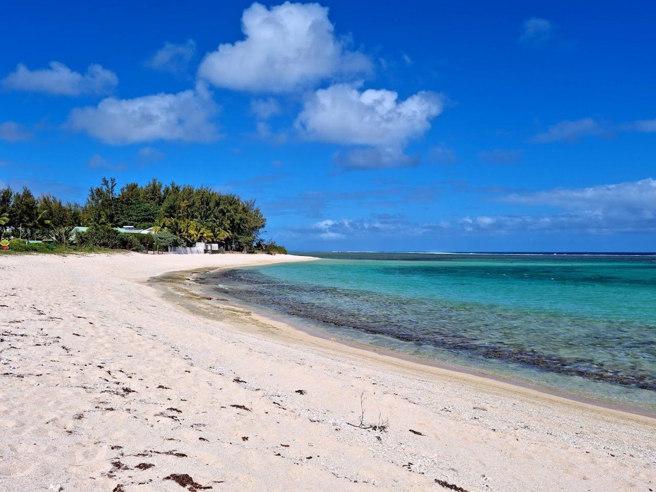 The long shallow lagoon and pale sand at Riambel on the south coast of Mauritius