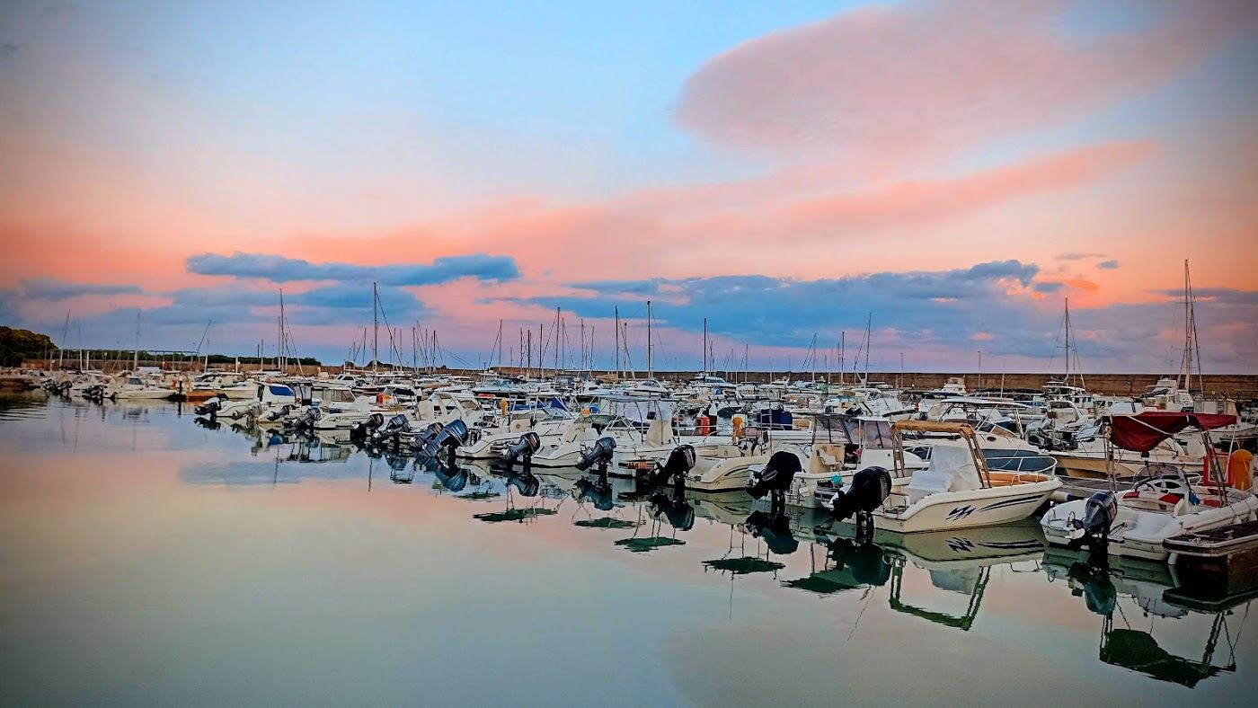 The marina at Porto delle Grazie below the old town at Roccella Ionica in Calabria