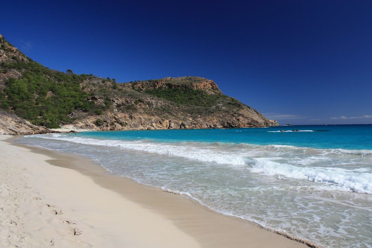 The wide golden sand and turquoise water of Anse de Grande Saline backed by green dunes on St Barths