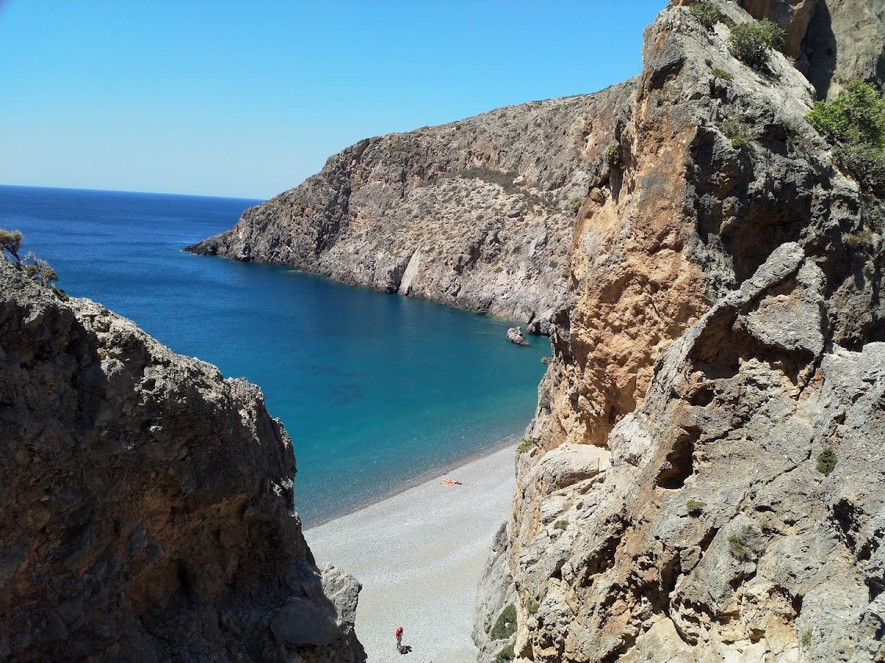 The gorge mouth and deep clear cove of Agiofarago on the south coast of Crete
