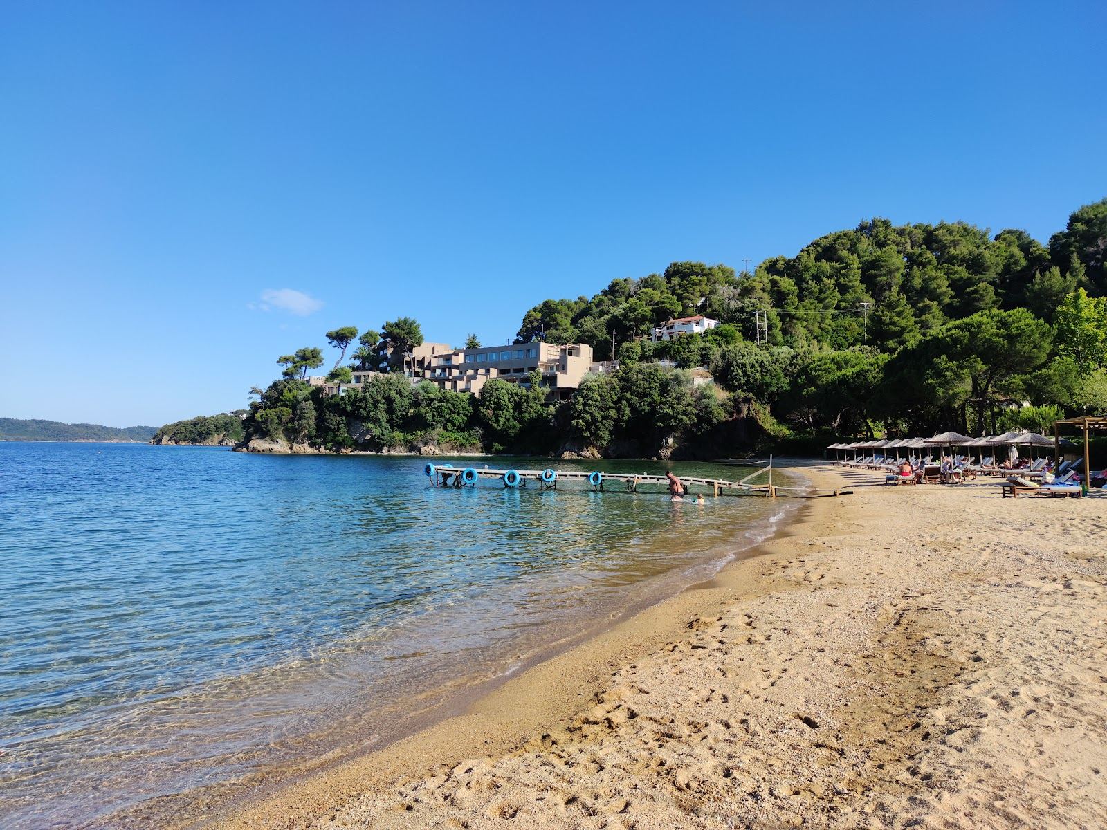 Calm crystal clear water in a sheltered cove on Skiathos
