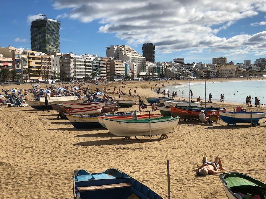 Las Canteras in Gran Canaria, Canary Islands with its clear water and sand