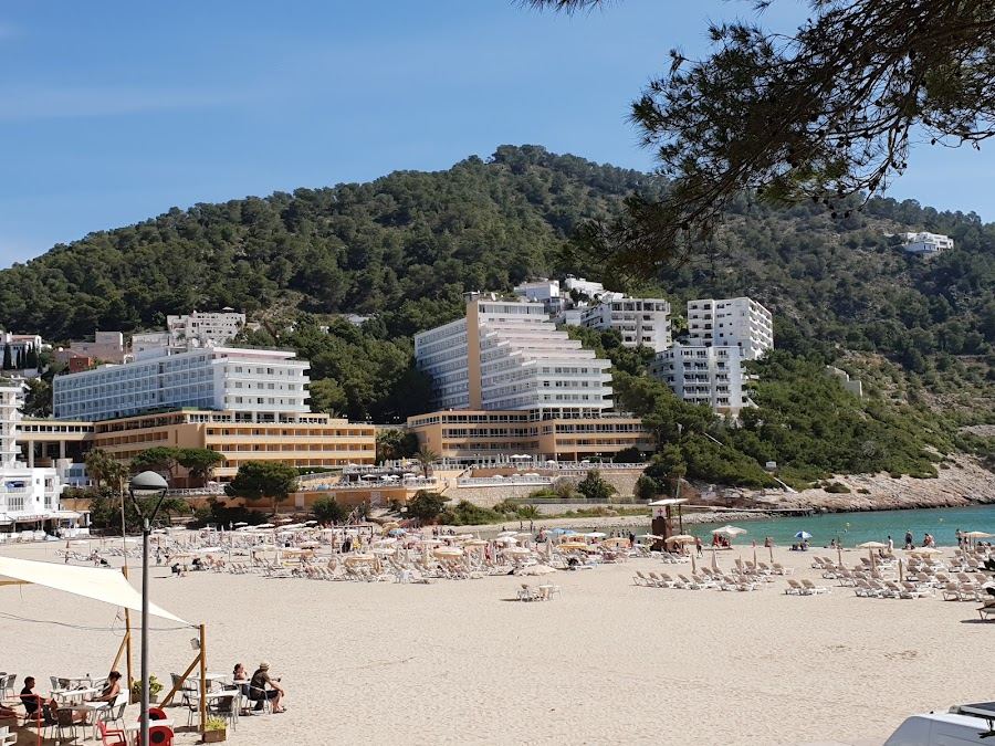 Cala Llonga in Ibiza, Balearic Islands with its clear water and sand