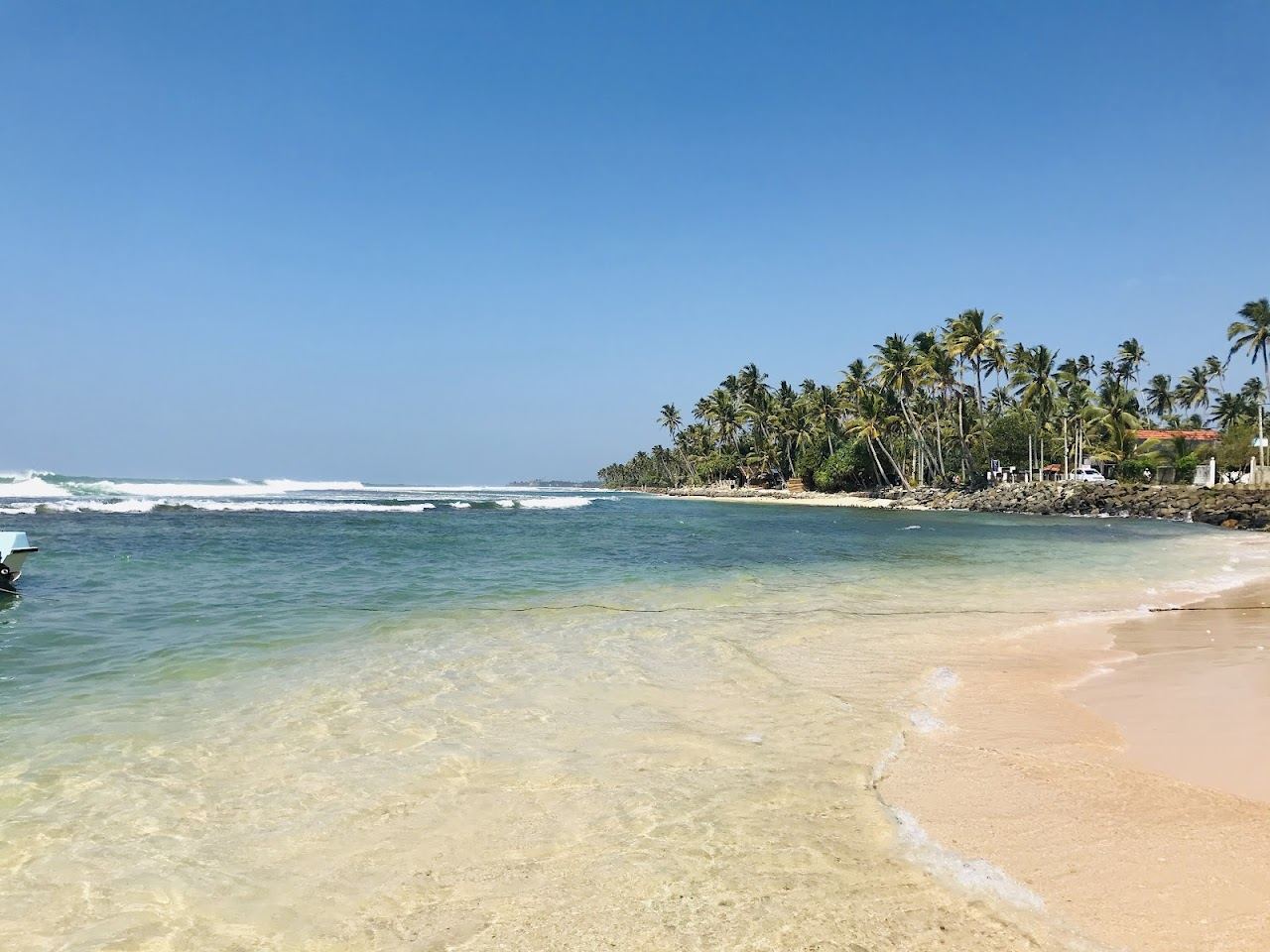 The quiet reef and beach peaks at Madiha near Matara in Sri Lanka